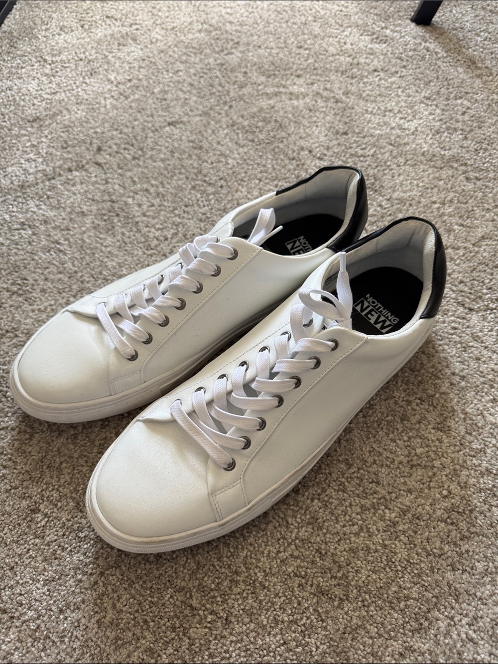 Men's Nothing New White Low-Top Sneakers with Black Heel Accent